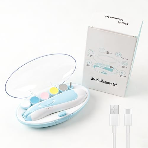 Elettrica Lima per Unghie per Bambini, Tagliaunghie Elettrico Ricaricabile per Dita dei Neonati, Luce Delicata a LED e 6 Testine di Macinazione, Sicura Tagliaunghie Cura per Bambini