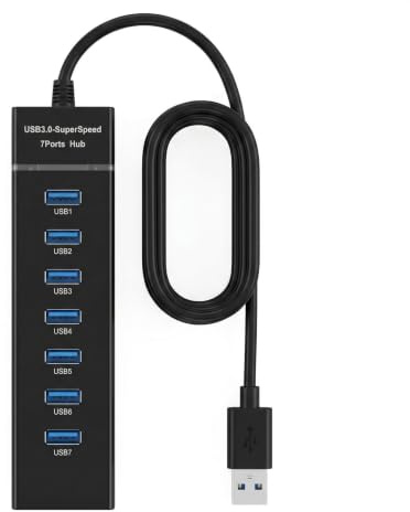USB Multiport Adapter with 7 Port Hub, 5Gbps High-Speed Transfer USB 3.0 Splitter, Plug-and-Play with Reliable Stable Performance and Extended 0.25m Cable, Universal Device Compatibility 1pcs