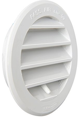 La Ventilazione T8DRB Griglia Plastica Tonda da Incasso, Bianco, 96 mm