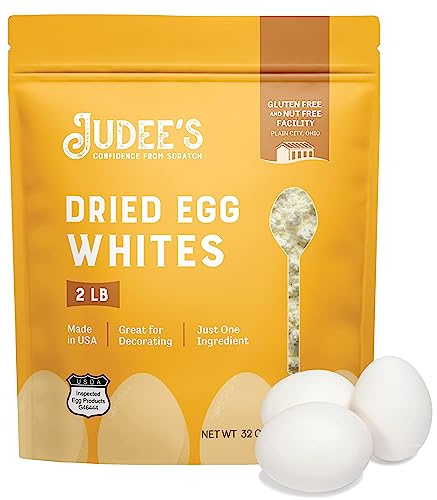 Judee's Poudre de protéine de blanc d'œuf séché 0,9 kg – Pasteurisée, certifiée USDA, 100 % sans OGM – Sans gluten et sans noix – Un seul ingrédient – Fabriqué aux États-Unis – Utilisation en