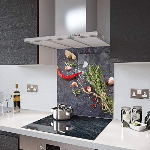 Glass Splashbacks Herbs and Spices Glass - Made by Premier Range in 60cm Wide x 40cm High