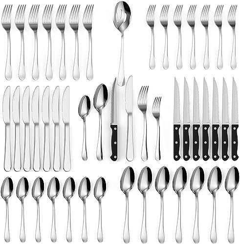 Tribal Cooking Set di posate da 49 pezzi, servizio per 8 persone, posate in acciaio inox, set di posate, coltello, forchetta e cucchiaio, set di utensili da cucina, lavabili in lavastoviglie,