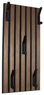 ICEBORN Wandgarderobe Akustikpaneel von Bullauge - Holz/Filz in Braun - 280 x 600 x 100mm - 5 Haken - Wandmontage für Innenbereich und Büro