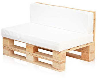 Set aus Palettensofa + Kissen-Set (Sitz + Rückenlehne) (120 x 60 cm, Weiß Nautico)