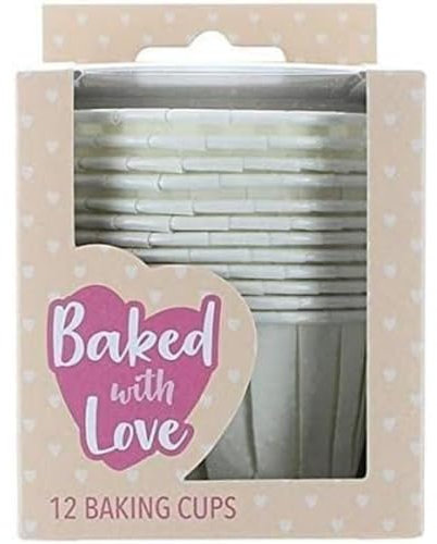 Baked with Love Ivory Baking Cups, Cupcake Cases, Greaseproof Baking Cases - Pack of 12, Off-white, 40mm height
