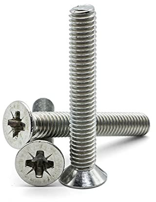 Hippo Hardware M4 (4mm X 50mm) Pozi Countersunk Machine Screws Pozidrive CSK Bolts A2 Stainless Steel (Pack of 20)