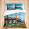 Bettbezug-Set, San Francisco Golden Gate Bridge Sommerhimmel Sonniger Tag Ozean Stein Touristenattraktion Bild, 3-teiliges Luxus-weiches Bettwäsche-Set (ohne Tröster)
