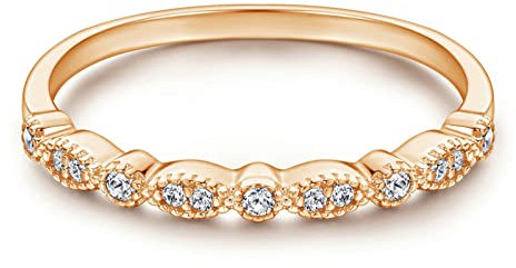Gualiy Ringe Silber 925, Damen Ringe Rosegold Silber 925 Tropfen Zirkonia Versprechen Ringe Damen, Roségold-Vice Ring, Größe 54 (17.2)