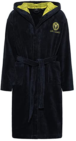 Carlo Colucci Bademantel mit Kapuze Navy/Gelb S
