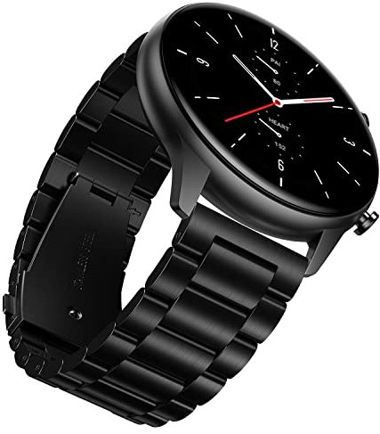 YABZOZ Cinturino Compatibile con Amazfit GTR 2 / GTR 2e / Stratos 3 / GTR 47mm / GTR 3 / GTR3 Pro Metal 22mm Cinturino (nero)