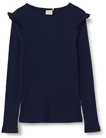 MINYMO Mädchen Kinder Langarm Rip T-Shirts mit Schulterrüschen