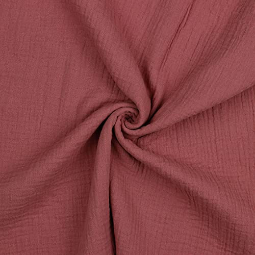 VmG-Store Musselin Double Gauze 61 Farben Meterware Stoff Tex 100 Uni (50 x 135cm) (027 I Mauve)