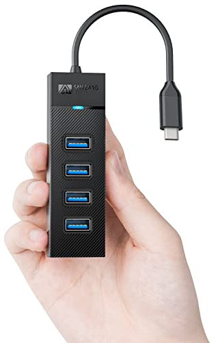 4-Port USB C Hub 3.0, Latenzfreier 5Gbps Verteiler, OTG Type C Datenhub Kompatibel Mit MacBook Pro/Air, Surface Pro, Mobile HDD, Flash Drives