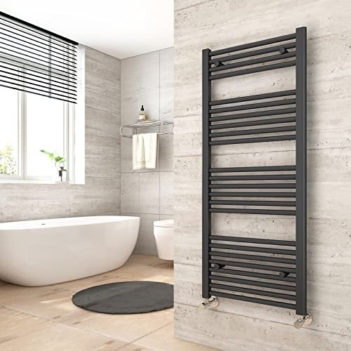 Heilmetz Anthracite Radiators Towel Rail, 1200 x 500mm Bathroom Towel Radiators Towel Warmer, 24 Bars Central Heating Radiator Towel Rail Radiator