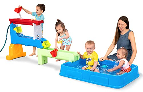 Simplay3 Raindrop Falls Water Table and Splash Kiddie Pool for Toddlers and Kids, 9 Water Play Table Accessories