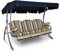 Angerer Freizeitmöbel GmbH Hollywoodschaukel Ibiza - Gartenschaukel Made in Germany - Schaukel zum Sitzen, Liegen und Entspannen - mit Bett-Funktion - einfache Montage (Blau-Beige-Weiß gestreift)