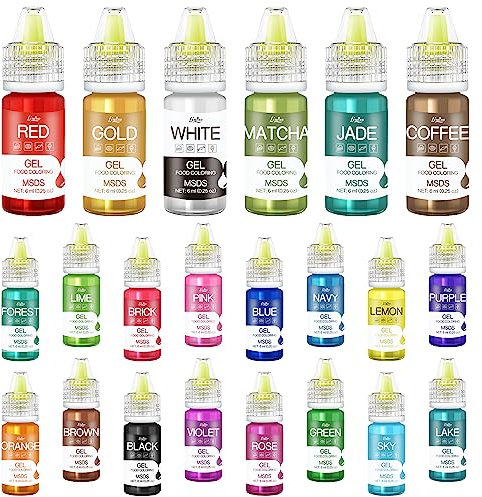 Lebensmittelfarbe Gel - 22 Farben Gel Lebensmittel Farben für Kuchen, Backen, Kekse, Macaron - Zuckerfrei Konzentrierte Farbe Food Coloring für Tortendeko, Getränken, Osterei, DIY Slime - je 6ml