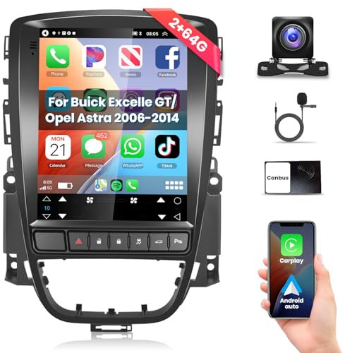 【2+64G】Podofo 9.7’’Autoradio per Opel Astra J 2005-2019/per Buick Excelle 2010-2014 Carplay Android Auto Senza Fili,WIFI/GPS,Android 13 Radio Bluetooth 2 Din FM/RDS HIFI con AHD Telecamera Posteriore