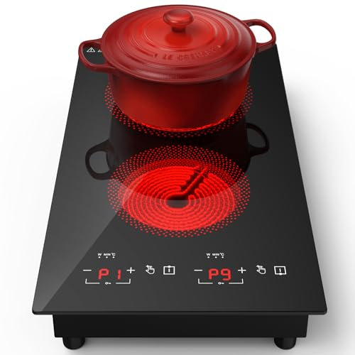 Plaque Induction 2 feux,Double Plaque de Cuisson Induction 3000W, 20 Températures et Niveaux de Puissance,Minuterie de 2 Heures,Pour Toute Poêle Plate, Cuisson à l'infrarouge 220v-240v
