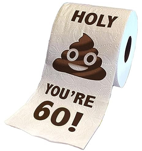 Funny Toilet Paper Roll Birthday Decoration, Happy Prank Toilet Paper, 30th-60th Birthday Gifts for Women Men Gift, 3 Layers for Families, Friends (60th Birthday)