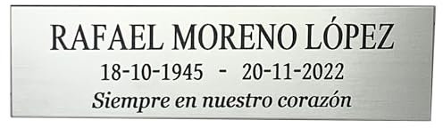 Placa para cementerio grabada personalizada - Placa para lápidas de metal - Placa conmemorativa recuerdo - Epitafios - Texto grabado con nombres fecha y texto.