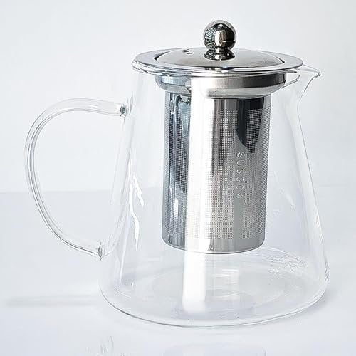 Maximize Within Clear Glass Tea Kettle with Stainless Steel Infuser and Lid, Borosilicate Glass Tea Kettle for Stove Top