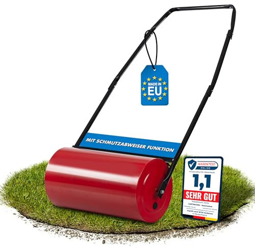 GartenGuru® Rouleau à Gazon 50 cm Durable et Robuste - Avec Déflecteur de Saleté - Remplissable Jusqu'à 45 kg de Sable et d'Eau - En Acier Pour Jardin