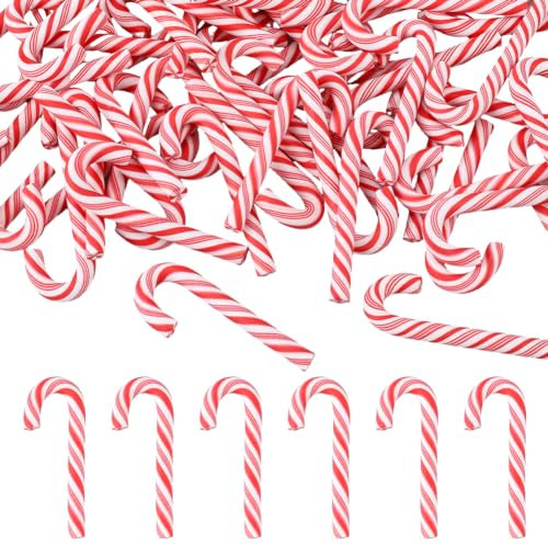 DICOSMETIC 50Pcs Red White Candy Canes Plastic Candy Canes Mini Christmas Candy Cane Candy Garland Ornaments Phone Cake Decor Tree Candy Decoration for Xmas Party Home Decor