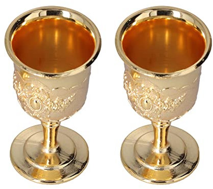 Leopacat Verre à Calice Vintage, Gobelet De Tasses Vin En Métal Doré Tasse Liqueur Coupe D'église D'autel Sacré Verres pour la Maison Voyages Décoration Collection Fête Mariage