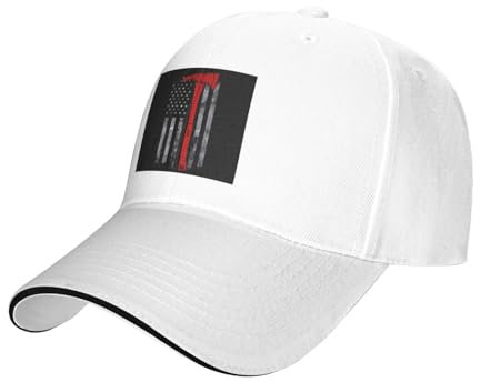 YYHWHJDE Firefighter Axe Red Line Flag Pattern Unisex Baseball Cap White : Breathable, Light
