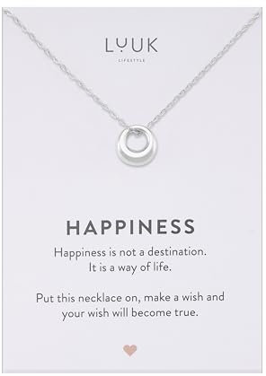 LUUK LIFESTYLE Filigrane Halskette mit einem chunky Kreis I Ring Anhänger in schlichtem Design, verstellbare Länge, 50 cm, alltagstauglich, Silber