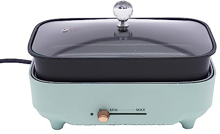 gegeweeret Elektrische Pfanne, Hot Pot, Tragbarer Elektropfanne 2,5 L, 800W Kleine Pfanne,3 Kochmethoden(gehören Kochen, Dämpfen, Grillen, Braten und Schmoren),einstellbare Temperatur,Grün