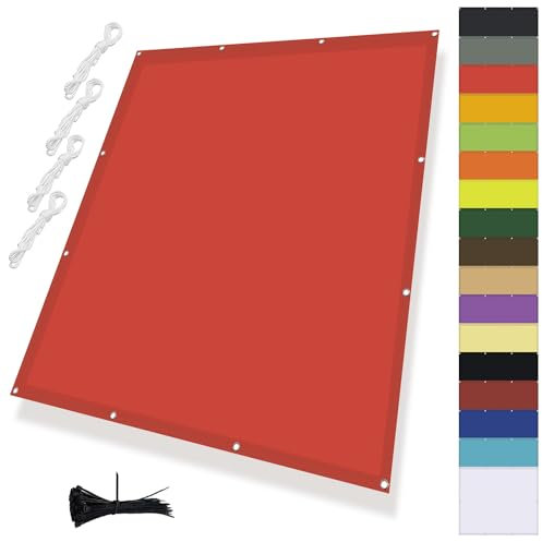 MENGH Sonnenschutz Netz,Balkonbespannung mit ösen,Sonnensegel Wasserdicht Rechteck,Quadrat PES Polyester Sonnenschutzfür überdachung Balkon Terrasse Schwimmbad Rot 1.7x2.4m