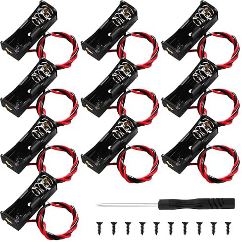 KUOQIY 10 PCS 12V 23A Battery Holder, A23 Battery Case Holder Box, 12V Battery Holder Spring Clip Case with Wire Leads, with Screwdriver & Screw