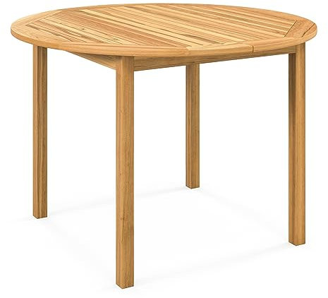 COSTWAY Gartentisch rund, Ø 110 cm, Holztisch aus Akazienholz, Terrassentisch für 4 Personen, Balkontisch, Esstisch für Balkon, Terrasse, Garten, 110 x 110 x 75 cm