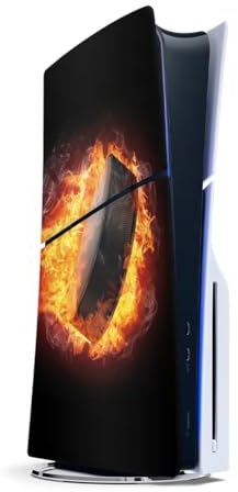 DeinDesign Skin kompatibel mit Sony Playstation Slim 5 Disc Edition Folie Sticker Eishockey Feuer