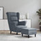 Cozynest Armlehnen Fernsehsessel Polstersessel Loungesessel Wohnzimmersessel TV Sessel Ruhesessel Relaxsessel Ohrensessel mit Hocker Dunkelgrau Samt