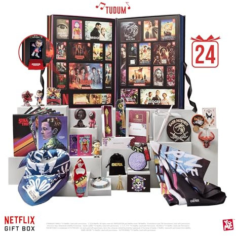 YuMe 15309 - Netflix Gift Box, Adventskalender mit Soundeffekt, ab 16 Jahren, 24 Überraschungen aus 7 beliebten Netflix Serien