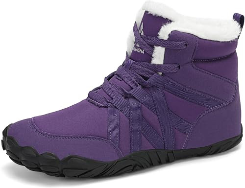 Mishansha Barefoot Scarpe Invernali Uomo Donna Caldo Stivali Neve Comode Antiscivolo Scarponi Outdoor, Viola 38