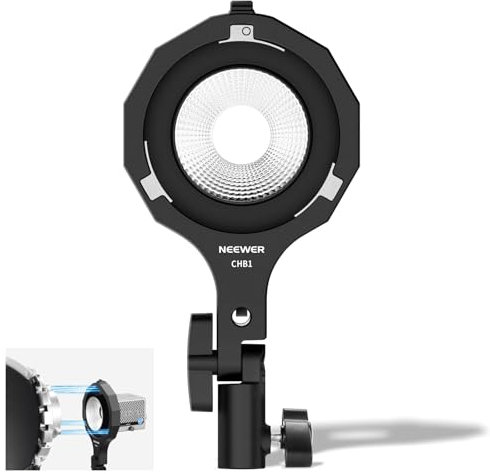 NEEWER Bowens - Adaptador de Montaje NEEWER Mini Mount a Bowens, Anillo Adaptador con Base de Paraguas, Receptor de 5/8, inclinación de 180° y rotación de 360°, para lámpara de vídeo de Mano NEEWER