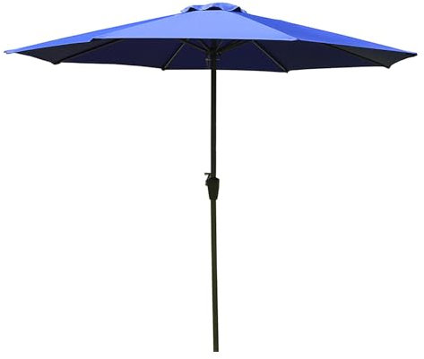 Grand parasol d'extérieur de 2,7 m avec manivelle et 8 baleines en fer pour table de marché, parasol de jardin, pour balcon, piscine, protection UV pour plus d'ombre