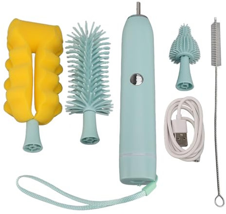 Electric Bottle Brush Set, 4 in 1 IP65 Water Resistant Rechargeable Electric Bottle Cleaner with Silicone Brushes for Home Travel, 4 Speeds, Magnetic Charging