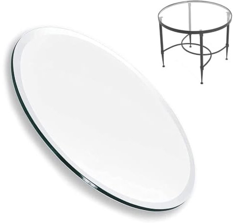 IMUNKT Glass Tischplatte Runde Glasplatte, 70cm 80cm 90cm 100cm, Ersatz Tisch Glasplatte, Rund Glasscheibe Für Esstisch Couchtisch Oder Gartentisch, Transparent, Dicke 8mm(480mm(19in))