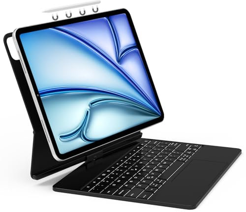 SENGBIRCH Magic Keyboard Case for iPad Air 13 (M3) 2025 - UK Layout Magic 360° Rotating Keyboard, Backlit Trackpad Keyboard Case for iPad Pro 12.9 6th & 5th & 4th & 3rd Gen, Black
