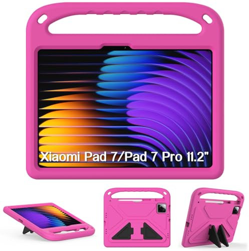 GOZOPO Niños Funda para Xiaomi Pad 7 / Xiaomi Pad 7 Pro Tablet 11,2 Pulgadas, a Prueba de Golpes Carcasa con Cubierta de Soporte Funda - Rosa