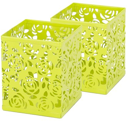 RICOO Stiftebox Stifthalter B003-GNx2 Stifteköcher Metall Stifte Aufbewahrung Halter 2 Stück Pen Holder Stifteaufbewahrung Schreibtisch Organizer Büro Desk Schreibtischorganizer Stiftebecher Grün