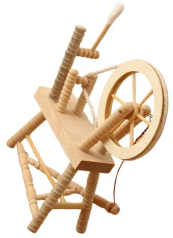 KICHOUSE 112 Miniatur Puppenhaus Rad Vintage Holz Nähmaschine Hand Reeling Für Landschaft