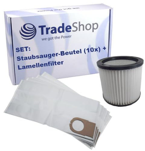 Trade-Shop SET: bolsas de microvellón (10 unidades) + filtro de láminas compatible con Rowenta RU03 NT RU-30.1, compatible con Einhell 2351110
