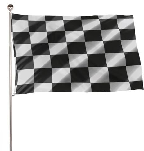 Drapeau à damier noir et blanc - 152,4 x 243,8 cm - Double face - Pour jardin, cour, porche, pelouse