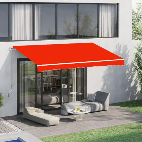 CTREVL Gelenkarmmarkise Markise mit Handkurbel, Balkon Markise Anti-UV und Wasserfest Winddicht Erfordert Montage inkl. Wandhalterung für Terrasse Balkon Garten Laden(Orange,4x2m)
